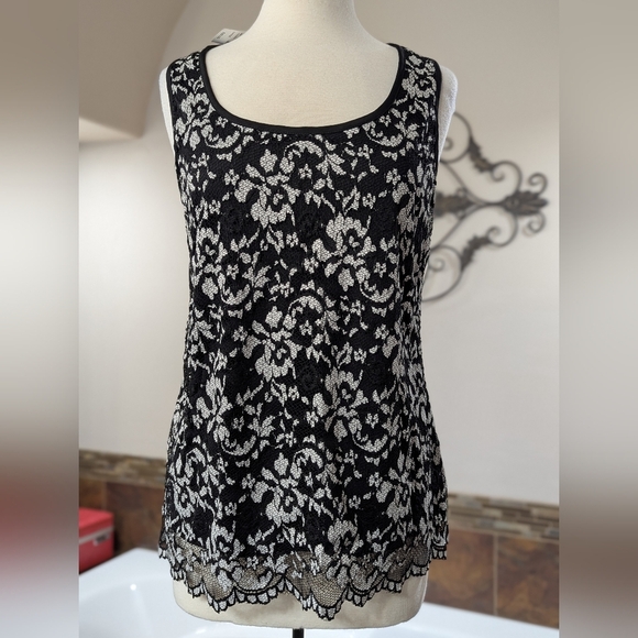 Maurice's Lace Overlay - Sheer Lace Back Tank Top Size Large Blouse - Picture 1 of 4
